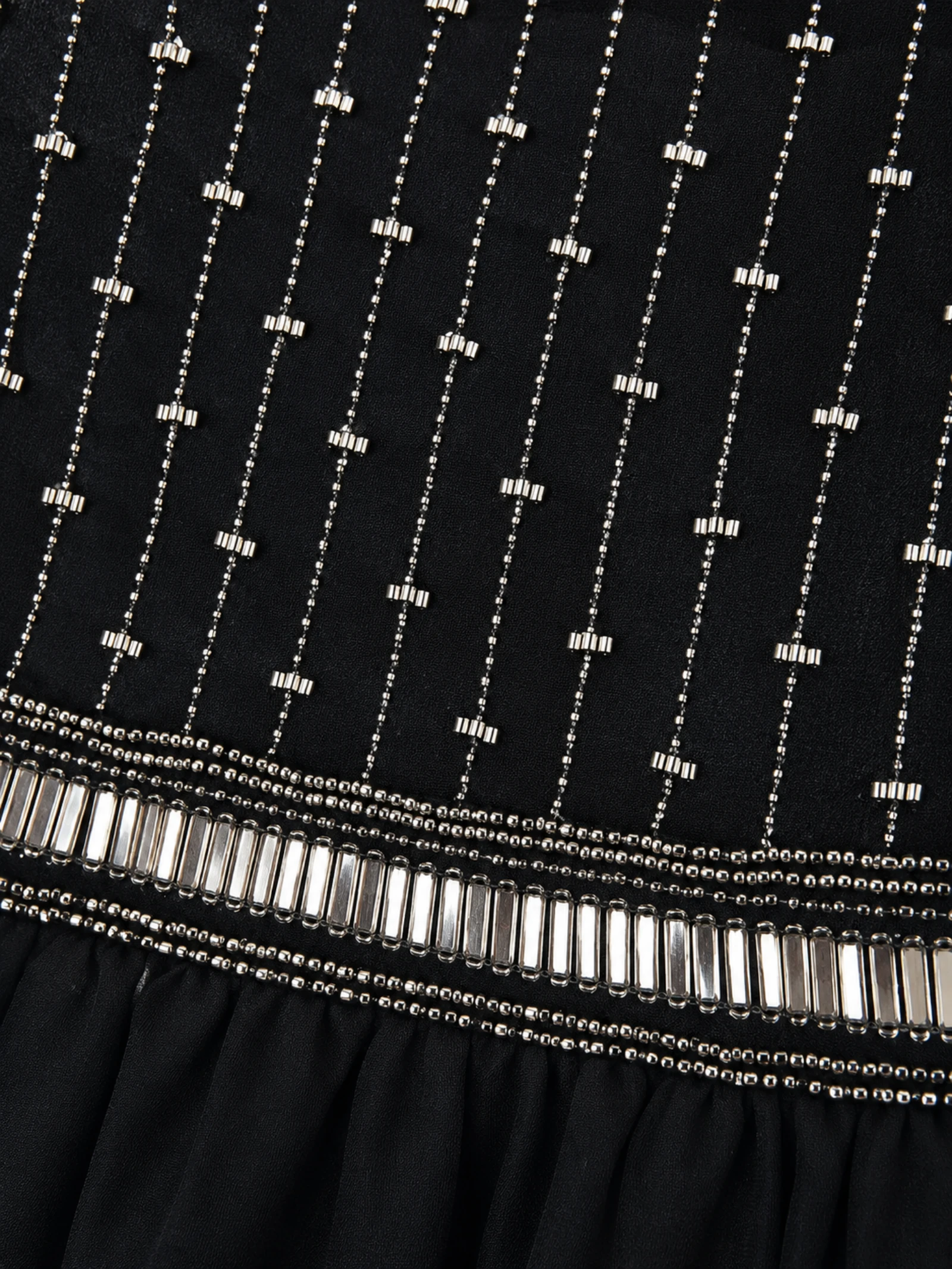 Vestido negro de fiesta con pedrería – Talla S – photo 3